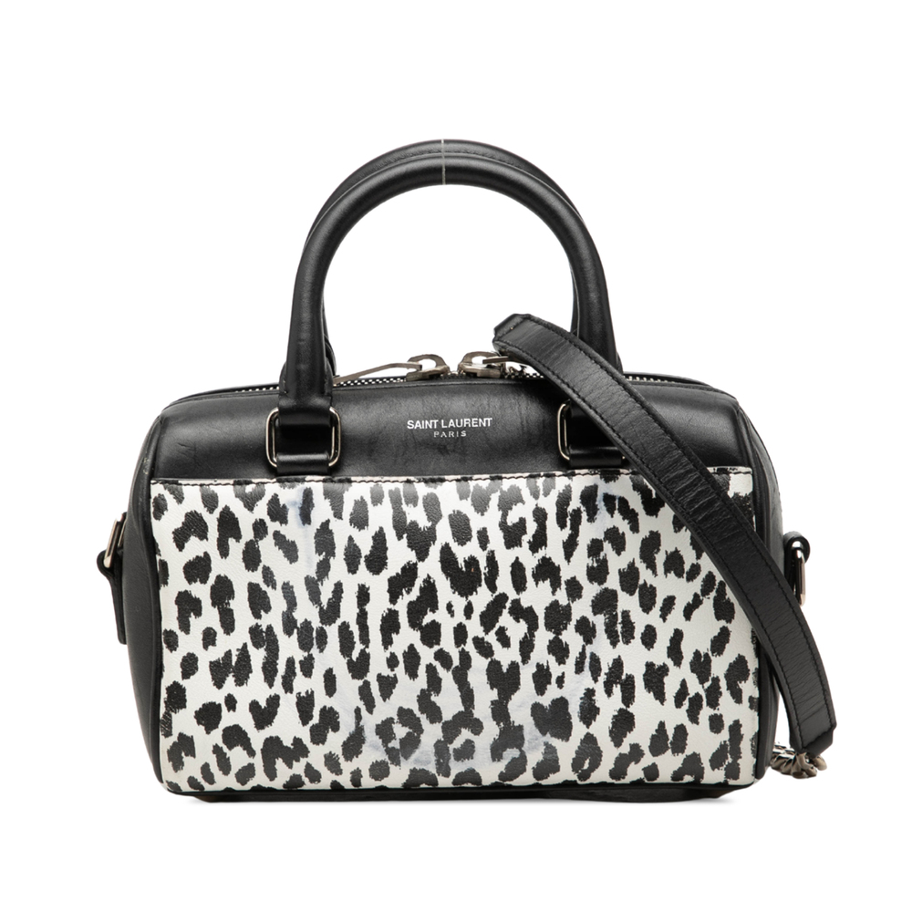 Pre-Loved Saint Laurent Toy Leather Leopard Print Classic Duffle Satchel